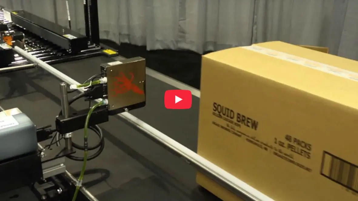 Machine printing on cardboard box.