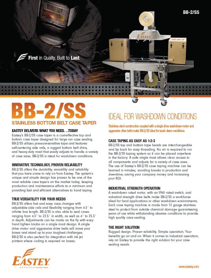 Packaging machine advertisement with product details.