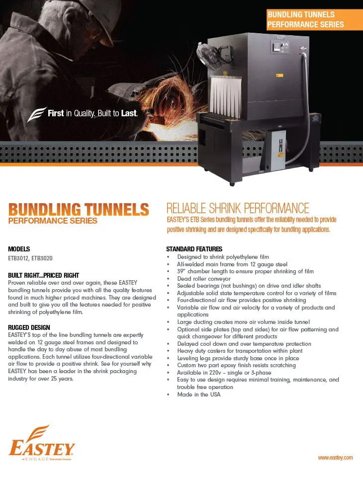 Industrial bundling tunnels for shrink packaging.