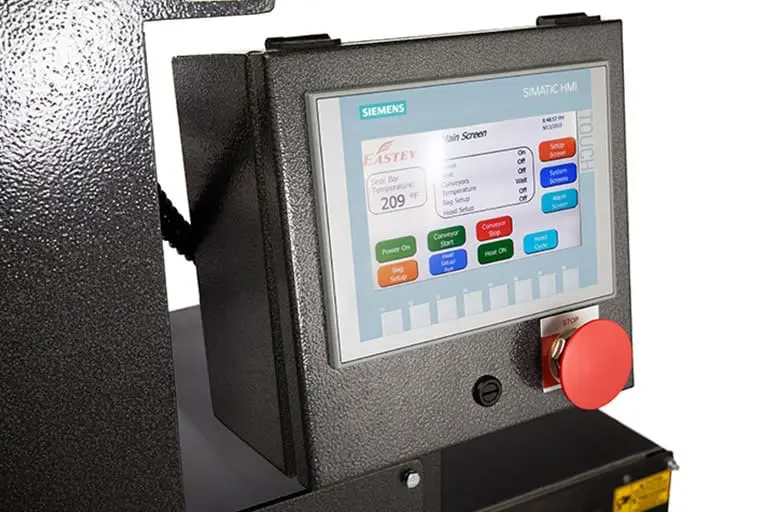 Industrial control panel with touchscreen display.