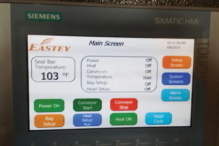 Touchscreen displaying temperature and control options. Touchscreen displaying temperature and control options.