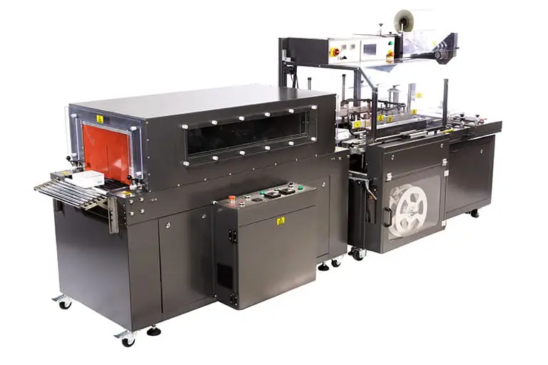 Industrial shrink wrap machine with conveyor system. Industrial shrink wrap machine with conveyor system.