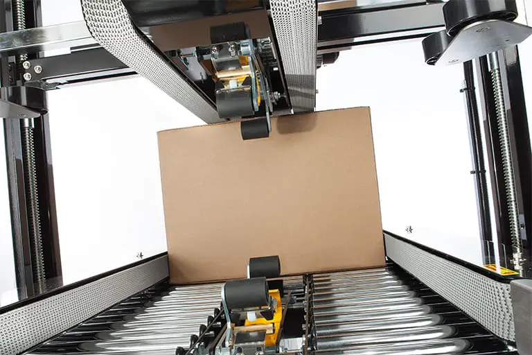 Box on automated conveyor belt system.