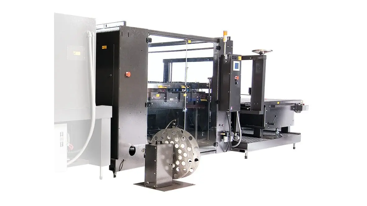 Industrial printing machine with control panel.
