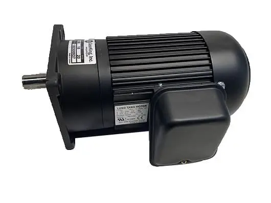Black electric motor with visible labels.