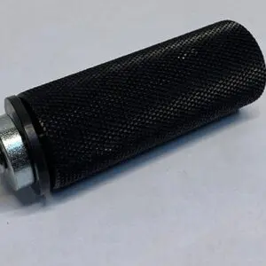 Black textured cylindrical handle with metal end.