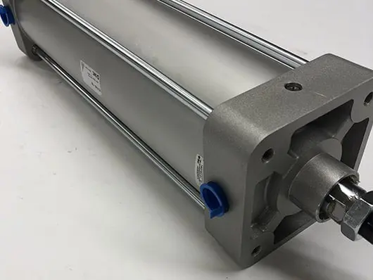Pneumatic cylinder on white background.