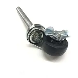 Here's an alt tag for the image: Metal stem with caster wheel.