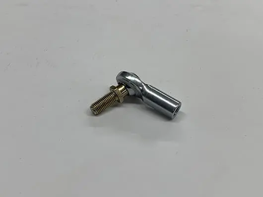Metal bolt with cylindrical attachment on white.