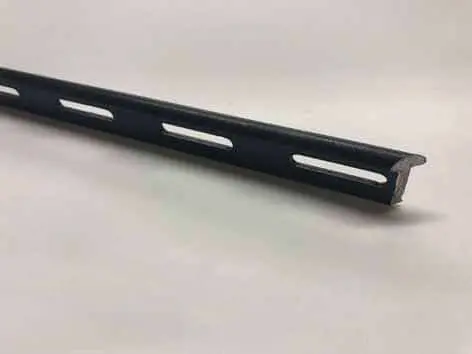 Black slotted metal channel strip.