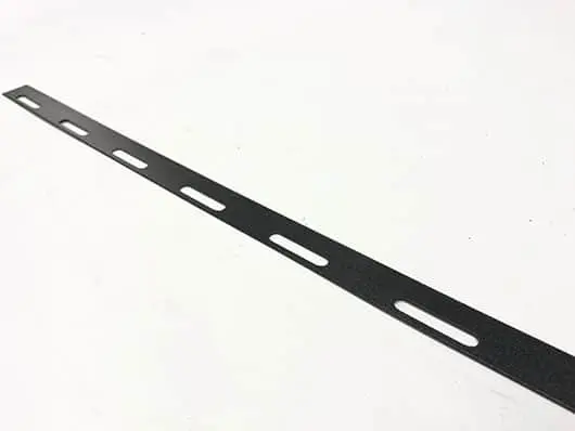 Black perforated metal strip.