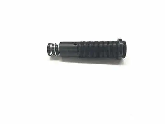 Black threaded rod with spring.
