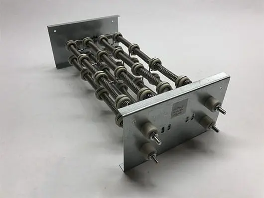 Metallic industrial component with multiple cylindrical rods.