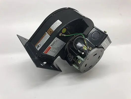 Industrial blower motor on a white background.