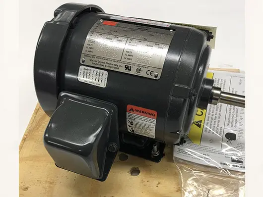 Gray electric motor with specifications.