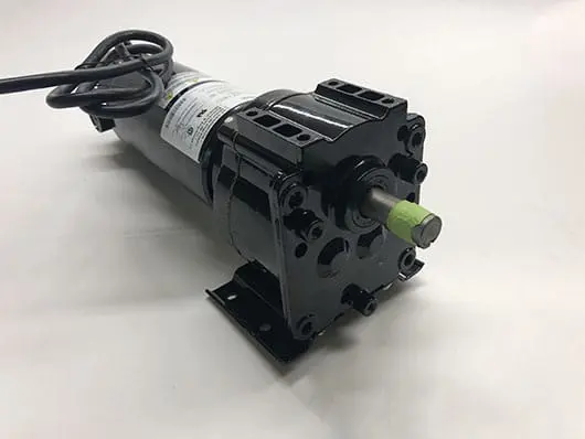 Black geared electric motor with cord.