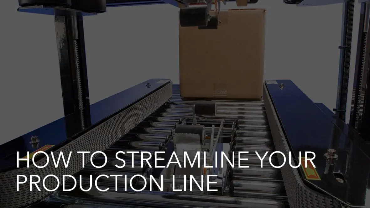 Box on conveyor belt in factory setting.