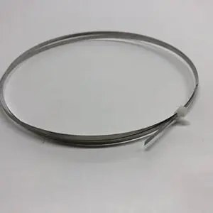 Silver metal banding strip coil.