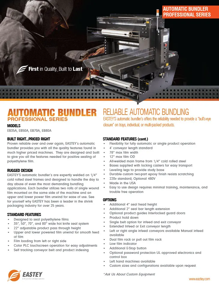 Automatic bundler machine promotional brochure.