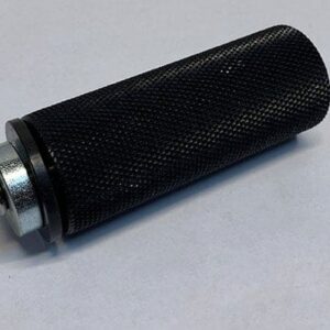 Black textured cylindrical handle with metal end.