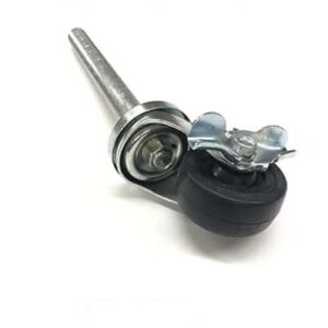 Here's an alt tag for the image: Metal stem with caster wheel.
