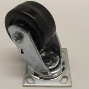 Swivel caster wheel with metal mounting plate.