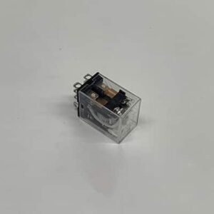 Here's an alt tag for the image: Small transparent relay module.