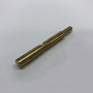 Gold metal rod with notches.