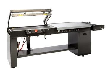 Industrial packaging heat sealer machine on display.