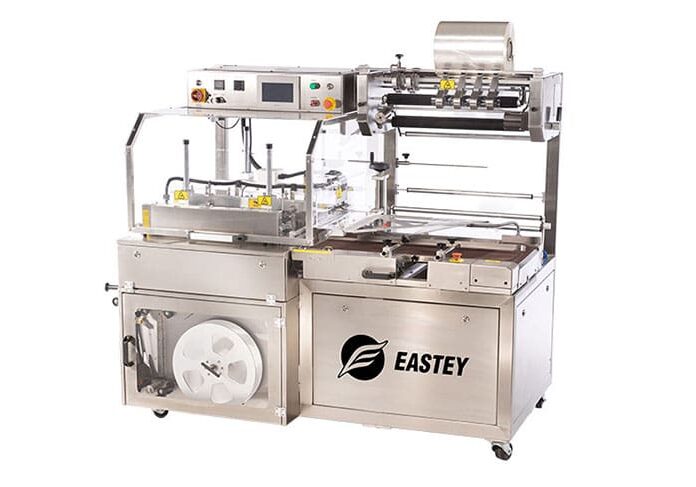 Industrial packaging machine with control panel.